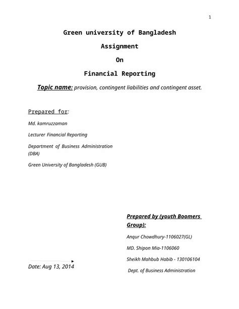 DOCX Provision Contingent Liabilities And Contingent Asset Reporting