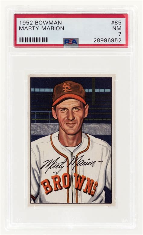 Hakes 1952 Bowman 85 Marty Marion Psa 7 Nm