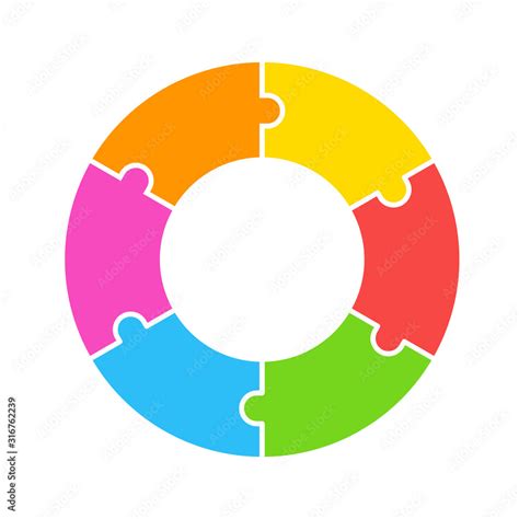 Puzzle 5 piece round design. Clipart image isolated on white background ...