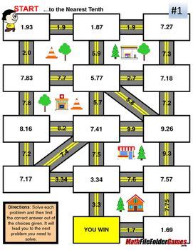Decimals - Rounding Decimals (Fun Mazes/Worksheets)