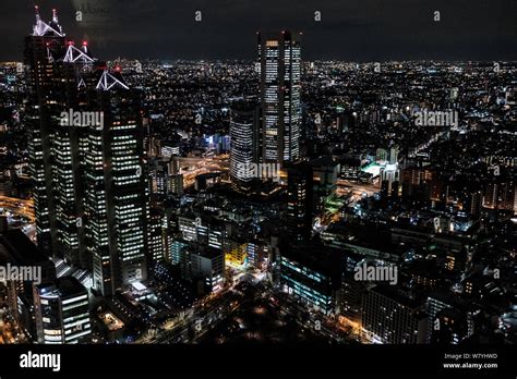 Night time view of downtown Tokyo from Tokyo Tower in Tokyo, Japan ...