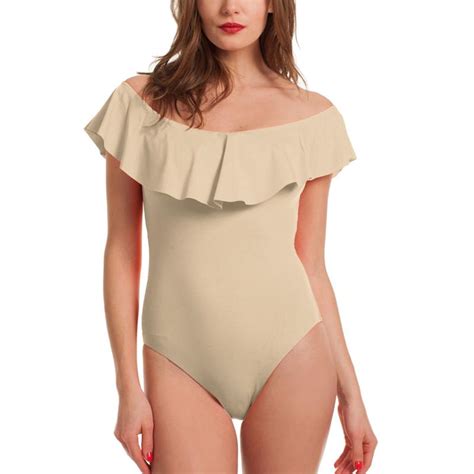 Buy Senfloco Sexy Off The Shoulder Swimsuit Flounce One Piece Bikini