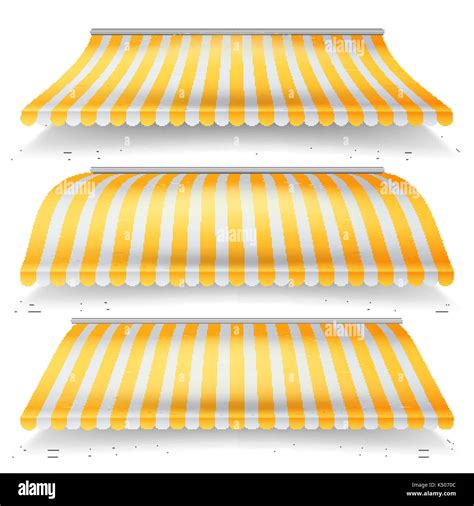 Striped Awnings Vector Set Large Striped Awnings For Shop And Market