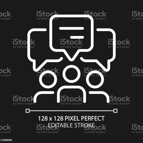 Group Discussion Pixel Perfect White Linear Icon For Dark Theme Stok