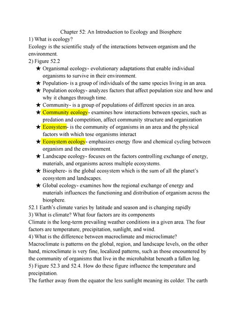 Chapter 52 An Introduction To Ecology And Biosphere Chapter 52 An Introduction To Ecology And