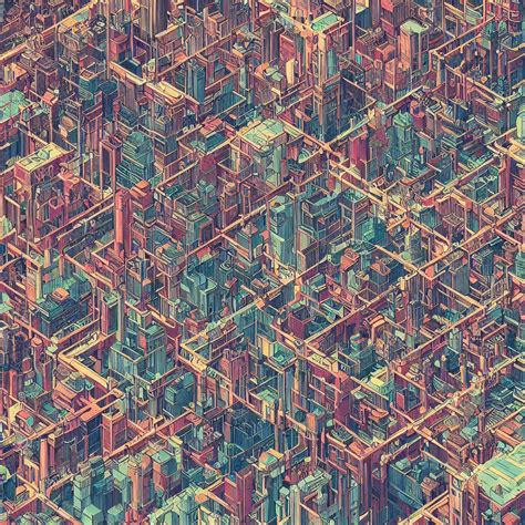 Isometric View Illustration Of A Cyberpunk City Stable Diffusion