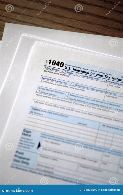 Individual Income Taxes 1040 Form Editorial Stock Image Image Of