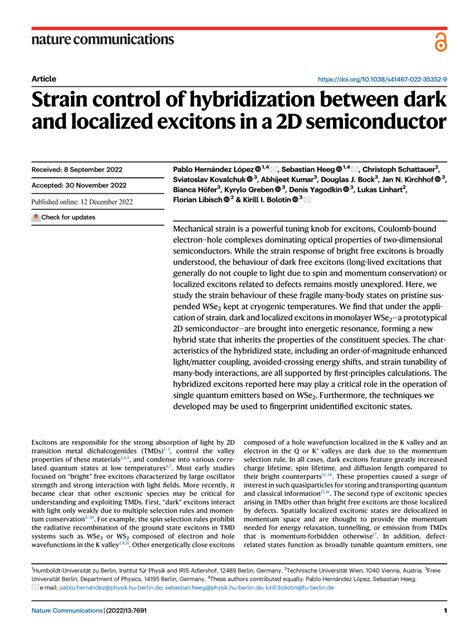 Pdf Strain Control Of Hybridization Between Dark And Localized