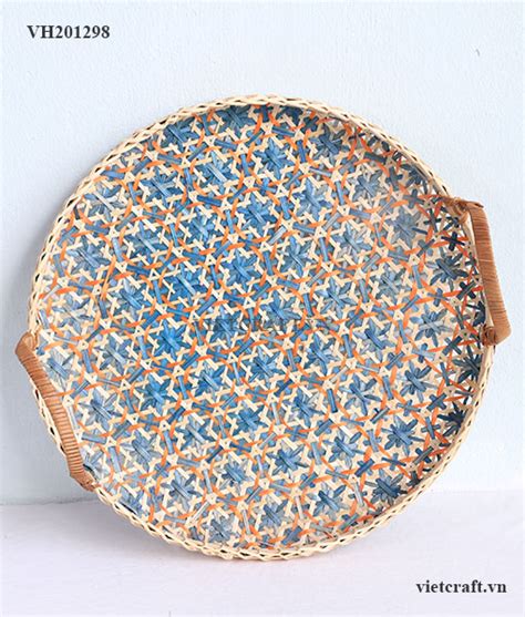 Vh Round Woven Tray With Handle Vietnam Handicraft Co Ltd