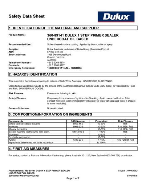 Safety Data Sheet Msds