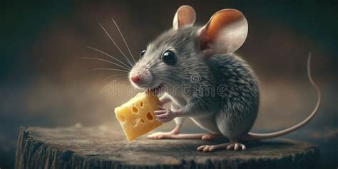 Mouse and Cheese. Illustration of the Mouse Eating the Cheese Stock ...