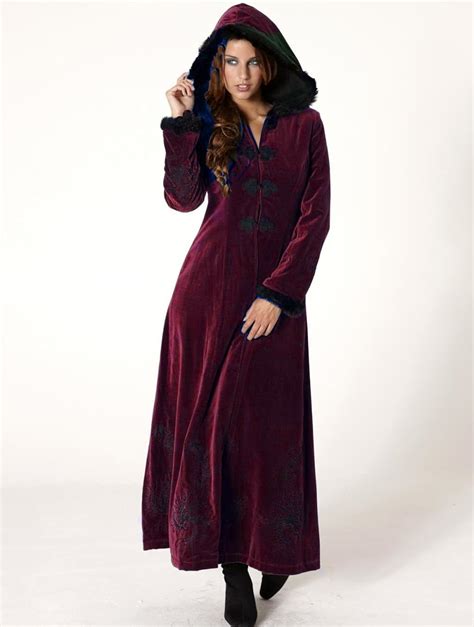 Luxury Velvet Coat With Hood Extra Large Wine Red Uk