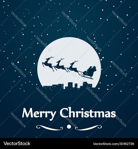 Santa sleigh silhouette at moon Royalty Free Vector Image