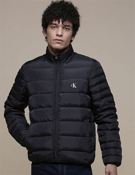 Buy Calvin Klein Men Black Stand Collar Ultra Down Quilted Jacket