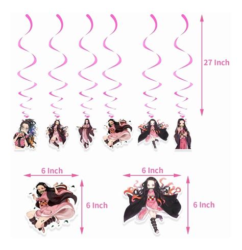 Kit Fiesta Demon Slayer Nezuko Globos Cumpleaños Cake Topper Meses