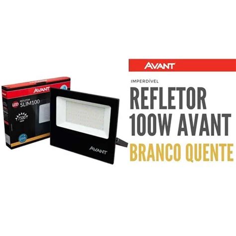 Refletor Led 100W Bivolt Branco Quente 3000k Avant DanielEletro