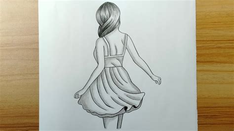 How To Draw A Girl From The Back Side Pencil Sketch Girl Drawing For