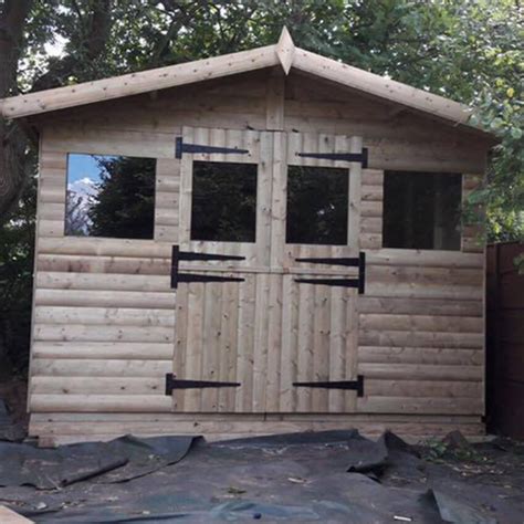 10 X 10 Fully Tanalised 19mm T G Loglap Summerhouse Double Stable