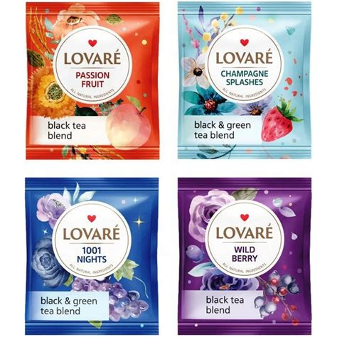 Gift Pack Assorted Green Black Tea Of 4 Flavors Lovare 32 Sachets