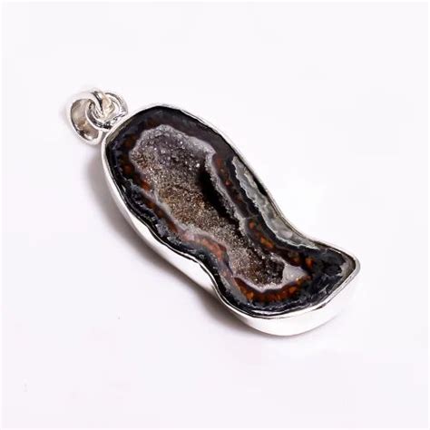 High Multicolor Sterling Silver Pendant Geode Druzy Gemstone