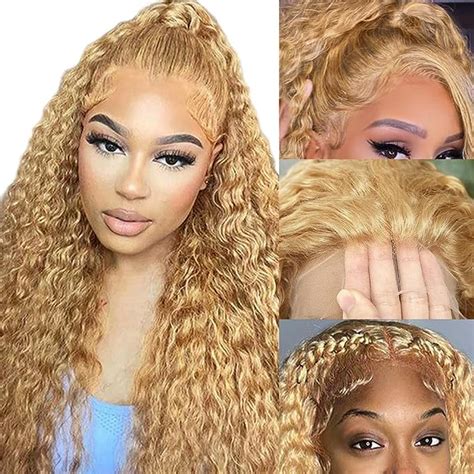 Amazon SFD Honey Blonde Curly Lace Front Wigs Human Hair 13x4 HD