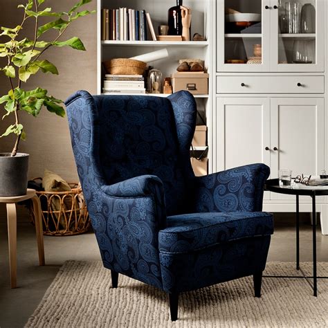 Strandmon Wing Chair Kvillsfors Dark Blueblue Ikea