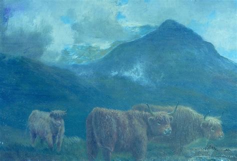 Douglas Cameron Oc Scottish Landscape Painting Highland Cattle Sold