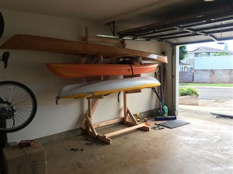 Triple Kayak Rack For Garage Made From 2x4s