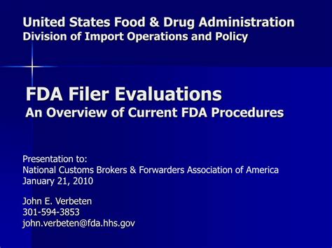 Ppt United States Food Drug Administration Division Of Import