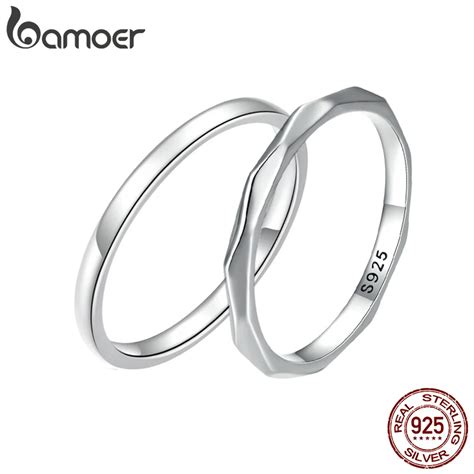 Bamoer Anillo Minimalista De Plata De Ley Para Mujer Joyer A Fina