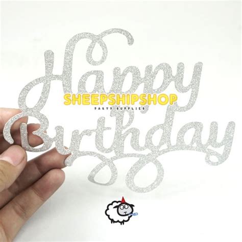 Jual CAKE TOPPER GLITTER Tulisan Sambung Cake Topper Happy Birthday