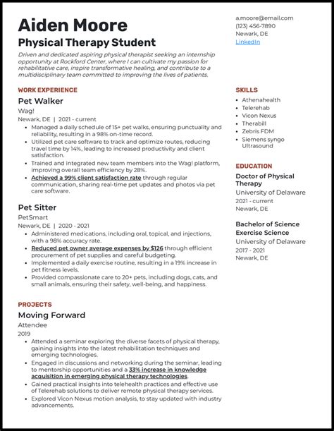 5 Physical Therapy Student Resume Examples Templates