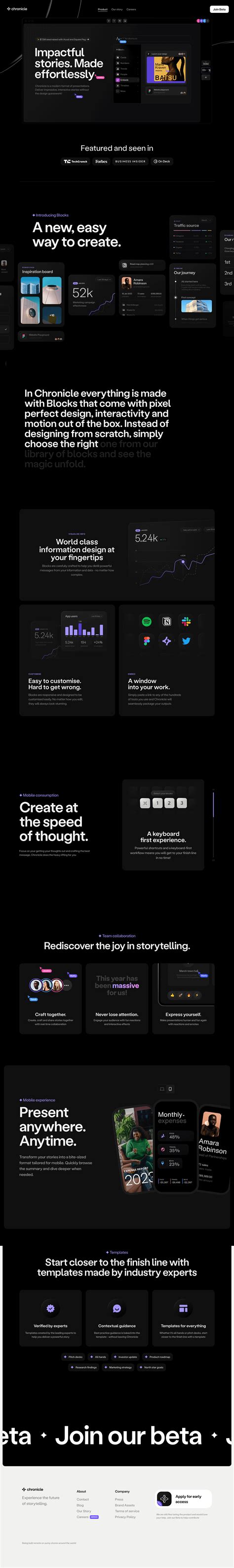 chronicle page saas landing page