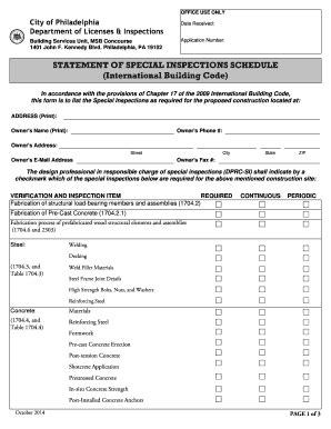 Fillable Online Phila Statement Of Special Inspections City Of