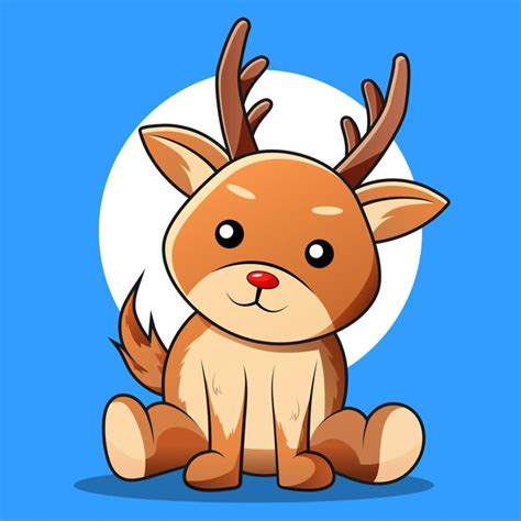 Premium Vector Cute Rudolf Reindeer Cartoon Vector Illustration