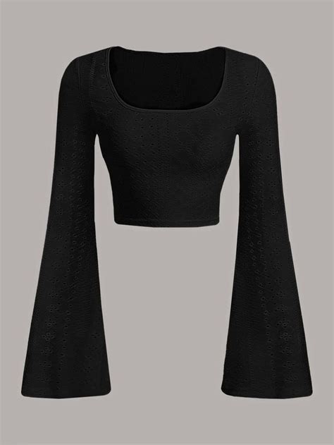 Black Casual Collar Long Sleeve Knitted Fabric Plain Embellished Slight