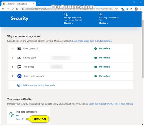 Turn On Or Off Microsoft Account Two Step Verification Tutorials