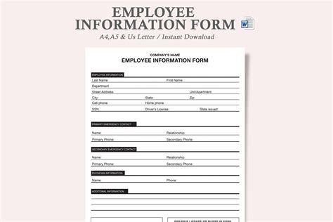 Employee Information Form Employee Information Form Template New