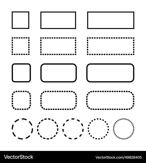 Rectangle And Circle Shape Solid Dot Outline Vector Image