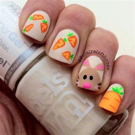 Matte Bunny And Carrots Easter Nails Elegantnails Easter Nail Art