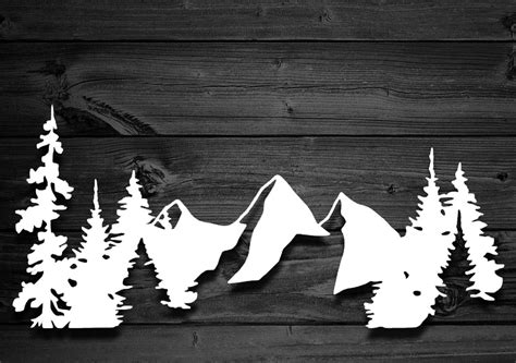 Mountains And Trees Vinyl Decal Mountain Decal Mountain Etsy Nature