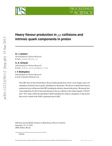 Pdf Heavy Flavour Production In Pp Collisions And Intrinsic Quark