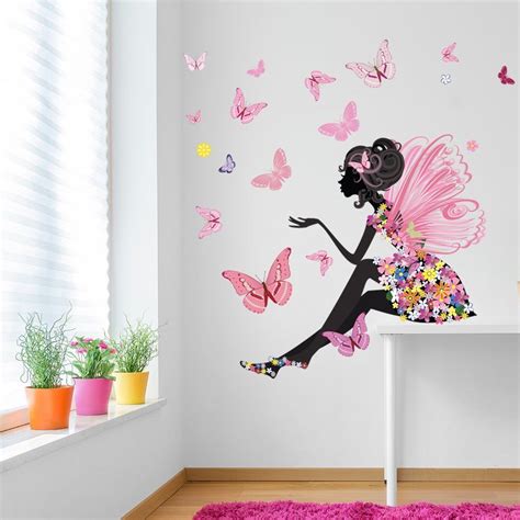 Wall Decor For Girls Room Inspirational Flower Fairy Wall Sticker Scene