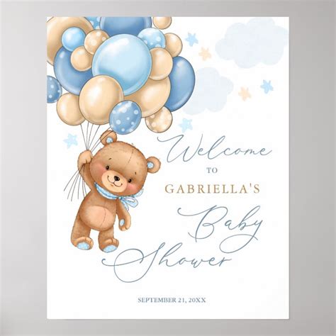 Teddy Bear Balloons Baby Shower Welcome Sign Zazzle