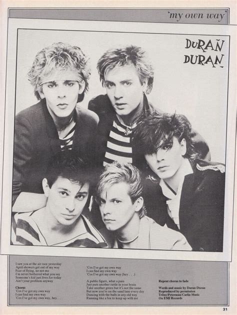 Duran Duran ‘my Own Way 1981 Duran Great Memories Epic