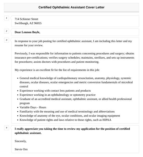 Certified Ophthalmic Assistant Cover Letter Velvet Jobs