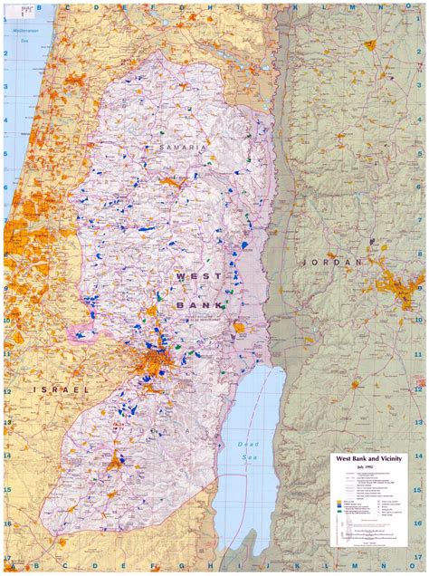 Large scale map of West Bank and vicinity - 1992 | West Bank | Asia ...