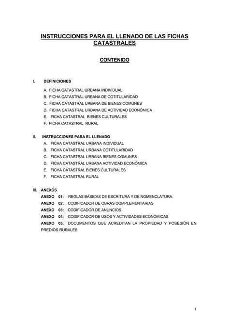 Instructivo Llenado De Fichas Catastrales Pdf