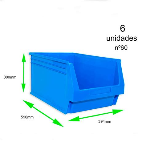 Gaveta Apilable Nº 60 En Cajas De 6 Unidades Color Azul Taygs