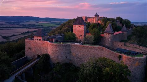 Helfštýn Helfenstein Helfstein Castle Aerial View At Sunset Central